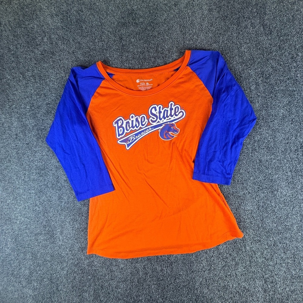 Colosseum Athletics Boise State Broncos NCAA Shirt Women XL Orange Raglan Sleeve